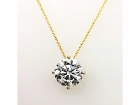 14 krt. geel gouden ketting met hanger met diamant 3,00 crt. - afbeelding 6 van  7