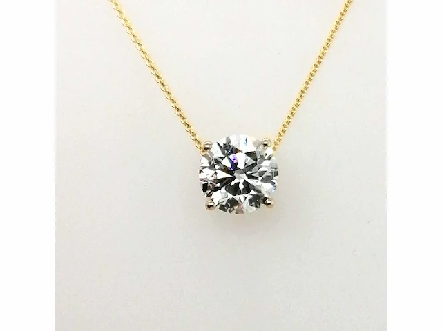 14 krt. geel gouden ketting met hanger met diamant 3,00 crt. - afbeelding 7 van  7
