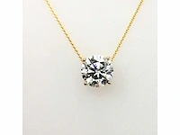 14 krt. geel gouden ketting met hanger met diamant 3,00 crt. - afbeelding 7 van  7