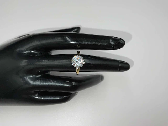 14 krt. geel gouden ring met 3,08 crt. diamant f-vs2 met certificaat - afbeelding 1 van  10