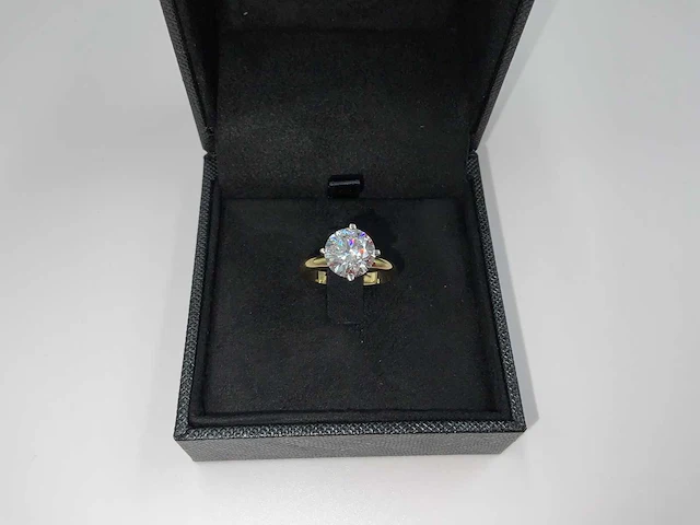14 krt. geel gouden ring met 3,08 crt. diamant f-vs2 met certificaat - afbeelding 6 van  10