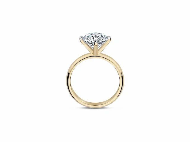 14 krt. geel gouden ring met 3,08 crt. diamant f-vs2 met certificaat - afbeelding 1 van  7