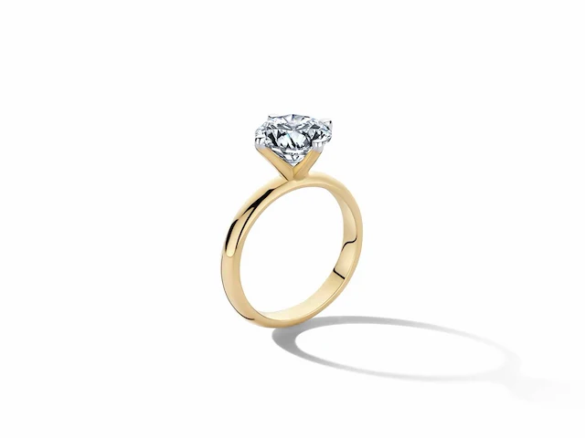 14 krt. geel gouden ring met 3,08 crt. diamant f-vs2 met certificaat - afbeelding 1 van  7