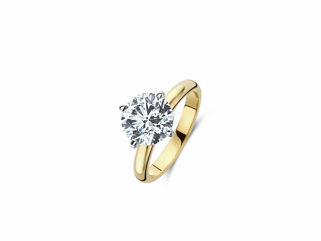 14 krt. geel gouden ring met 3,08 crt. diamant f-vs2 met certificaat - afbeelding 4 van  7