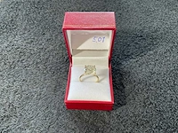 14 krt. geel gouden ring met 5,01 crt. diamant f-vs2 met certificaat - afbeelding 1 van  10