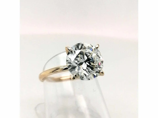 14 krt. geel gouden ring met 5,01 crt. diamant f-vs2 met certificaat - afbeelding 3 van  10