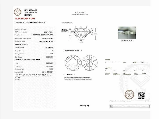 14 krt. geel gouden ring met 5,01 crt. diamant f-vs2 met certificaat - afbeelding 5 van  10