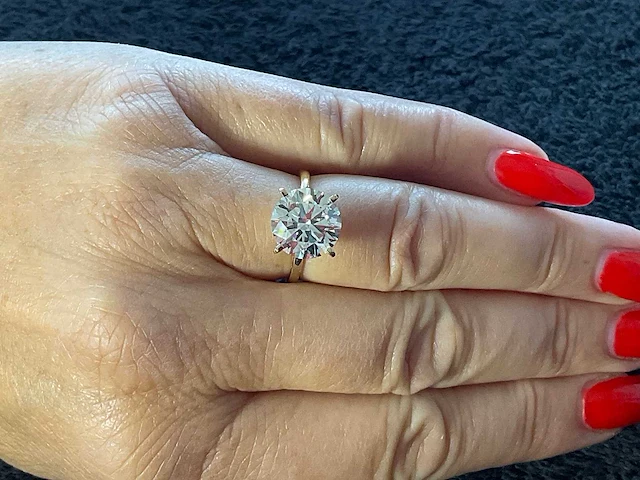 14 krt. geel gouden ring met 5,01 crt. diamant f-vs2 met certificaat - afbeelding 6 van  10