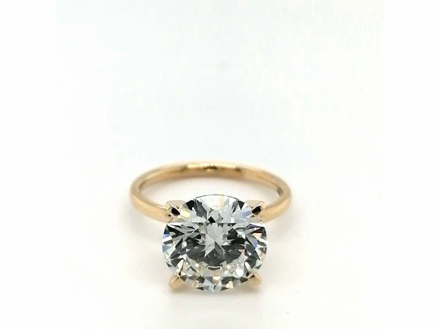 14 krt. geel gouden ring met 5,01 crt. diamant f-vs2 met certificaat - afbeelding 7 van  10