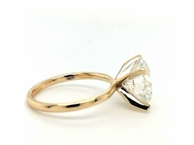 14 krt. geel gouden ring met 5,01 crt. diamant f-vs2 met certificaat - afbeelding 8 van  10
