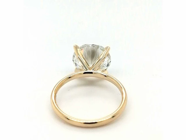 14 krt. geel gouden ring met 5,01 crt. diamant f-vs2 met certificaat - afbeelding 9 van  10