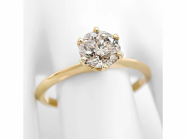 14 krt. geel gouden ring met diamant 0,97 crt. naturel - afbeelding 4 van  11