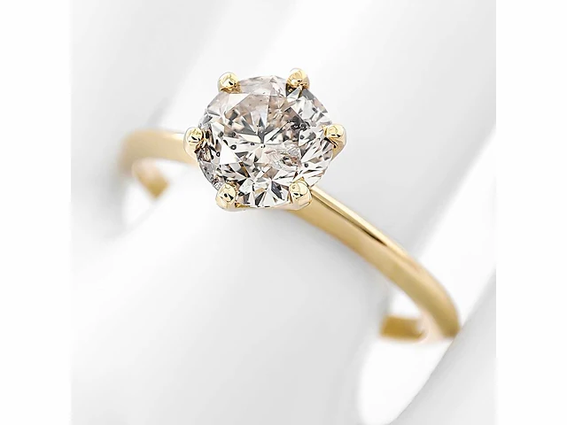 14 krt. geel gouden ring met diamant 0,97 crt. naturel - afbeelding 8 van  11