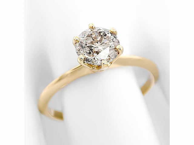 14 krt. geel gouden ring met diamant 0,97 crt. naturel - afbeelding 9 van  11