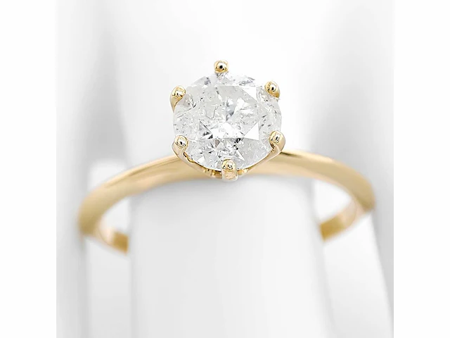 14 krt. geel gouden ring met diamant 0,98 crt. naturel - afbeelding 2 van  11