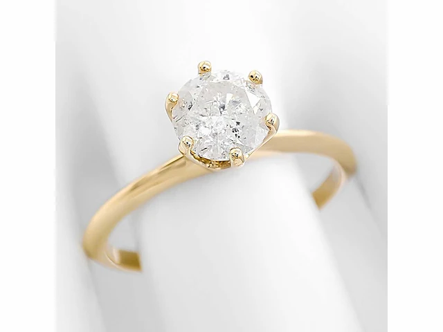14 krt. geel gouden ring met diamant 0,98 crt. naturel - afbeelding 8 van  11