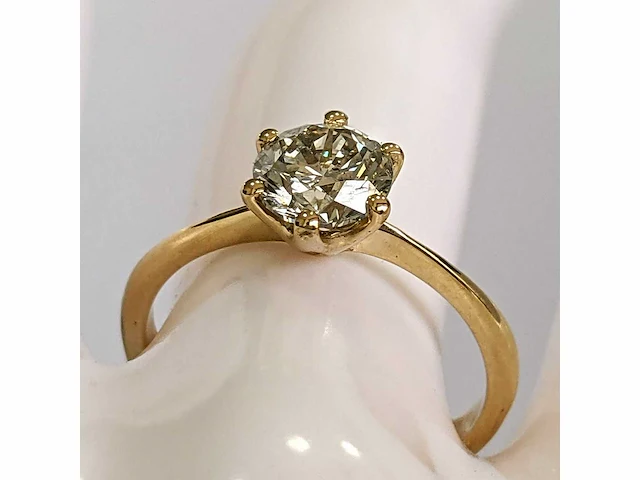 14 krt. geel gouden ring met diamant 1,01 crt. naturel - afbeelding 10 van  10