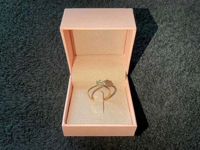 14 krt. geel gouden ring met diamant 1,01 crt. naturel - afbeelding 1 van  10