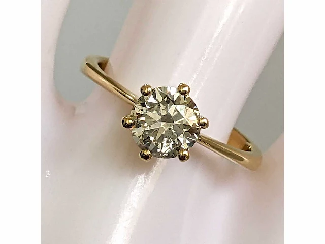 14 krt. geel gouden ring met diamant 1,01 crt. naturel - afbeelding 3 van  10