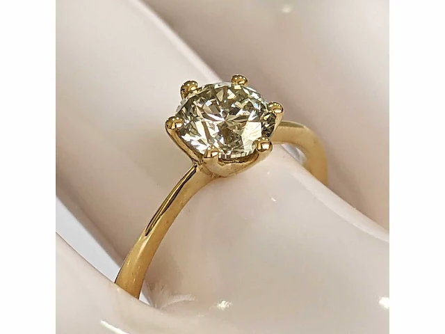 14 krt. geel gouden ring met diamant 1,01 crt. naturel - afbeelding 7 van  10