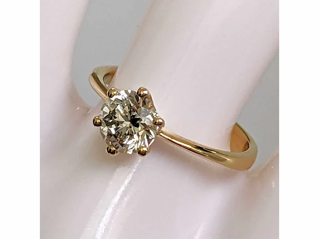 14 krt. geel gouden ring met diamant 1,01 crt. naturel - afbeelding 8 van  10