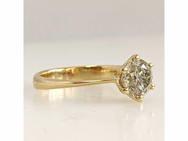 14 krt. geel gouden ring met diamant 1,01 crt. naturel - afbeelding 9 van  10