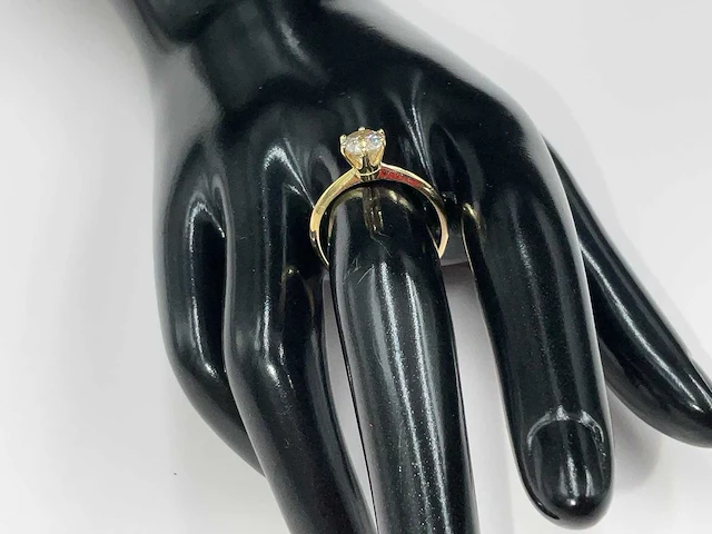 14 krt. geel gouden ring met diamant 1,03 crt. naturel - afbeelding 5 van  11