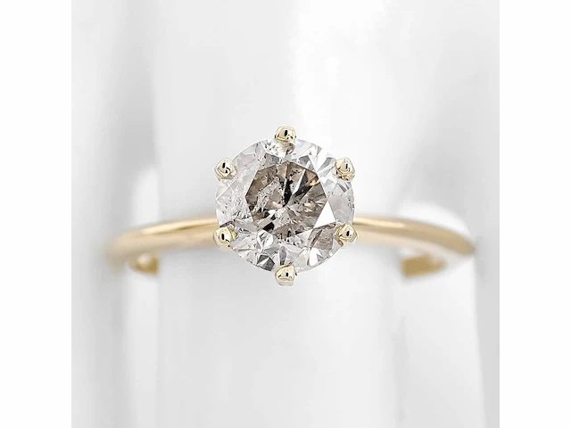 14 krt. geel gouden ring met diamant 1,03 crt. naturel - afbeelding 4 van  11