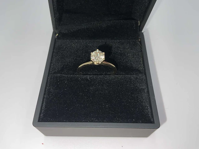 14 krt. geel gouden ring met diamant 1,03 crt. naturel - afbeelding 8 van  11