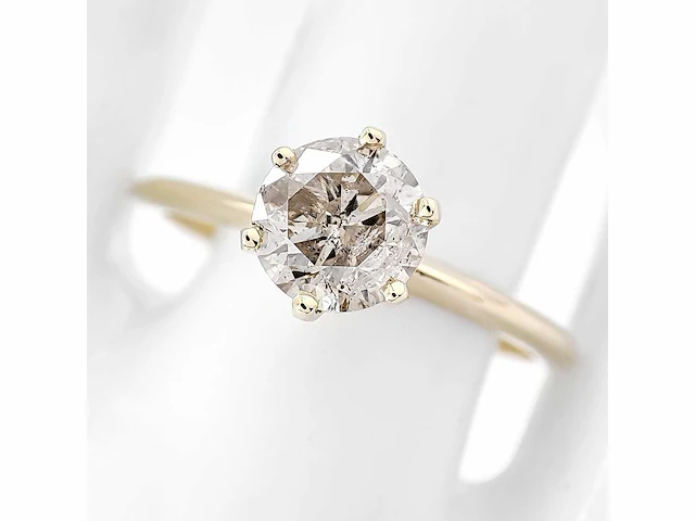 14 krt. geel gouden ring met diamant 1,03 crt. naturel - afbeelding 9 van  11
