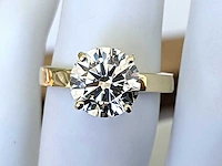 14 krt. geel gouden ring met diamant 3,09 crt. - afbeelding 2 van  14