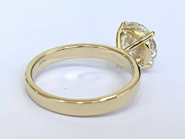 14 krt. geel gouden ring met diamant 3,09 crt. - afbeelding 3 van  14