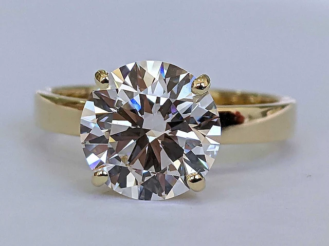 14 krt. geel gouden ring met diamant 3,09 crt. - afbeelding 5 van  14