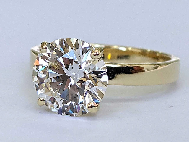 14 krt. geel gouden ring met diamant 3,09 crt. - afbeelding 6 van  14