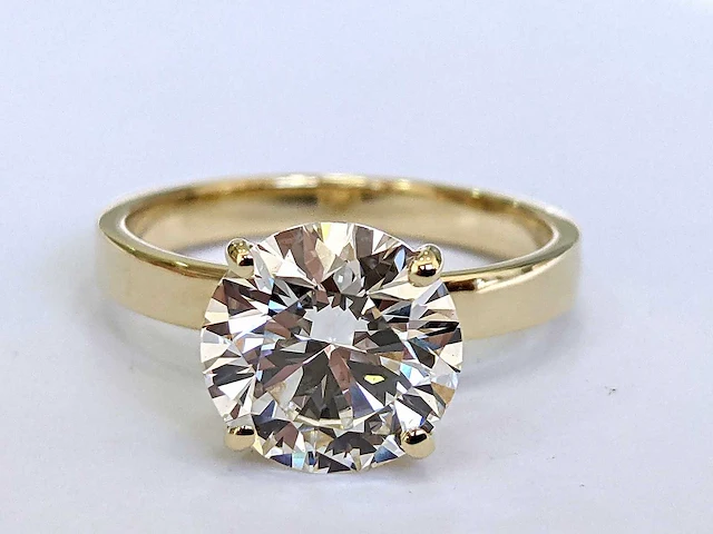 14 krt. geel gouden ring met diamant 3,09 crt. - afbeelding 1 van  14