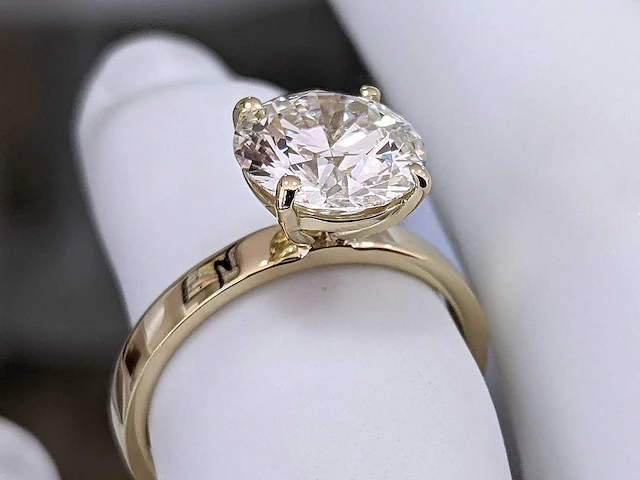 14 krt. geel gouden ring met diamant 3,09 crt. - afbeelding 8 van  14