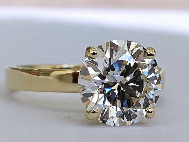 14 krt. geel gouden ring met diamant 3,09 crt. - afbeelding 9 van  14