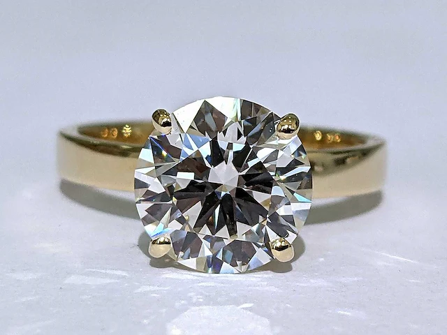 14 krt. geel gouden ring met diamant 3,09 crt. - afbeelding 10 van  14