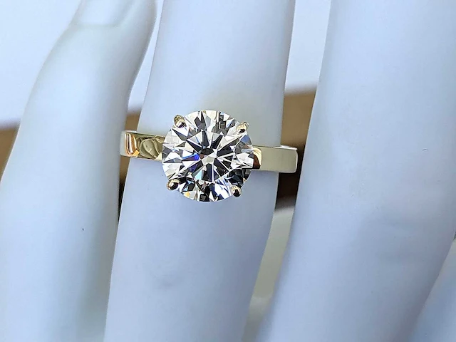14 krt. geel gouden ring met diamant 3,09 crt. - afbeelding 11 van  14