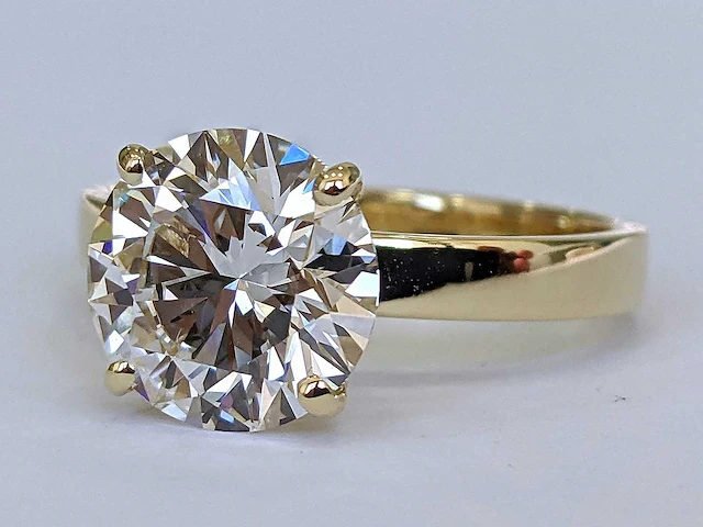 14 krt. geel gouden ring met diamant 3,09 crt. - afbeelding 12 van  14