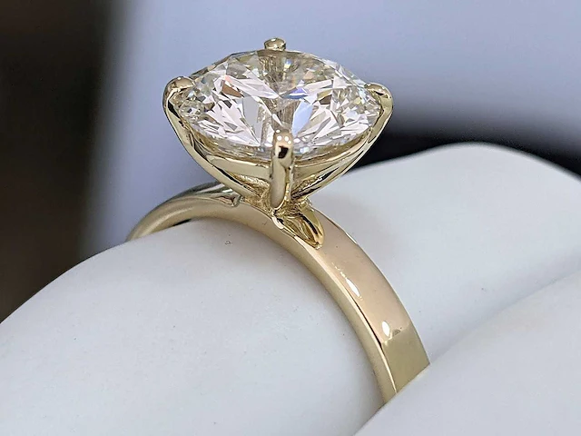 14 krt. geel gouden ring met diamant 3,09 crt. - afbeelding 13 van  14