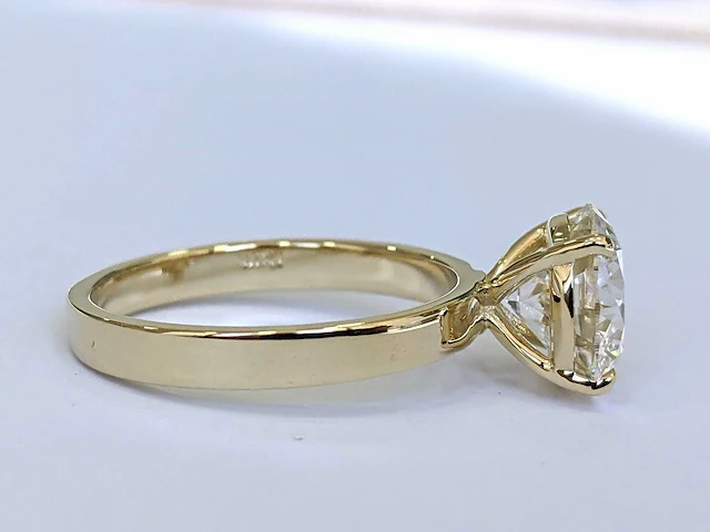 14 krt. geel gouden ring met diamant 3,09 crt. - afbeelding 14 van  14
