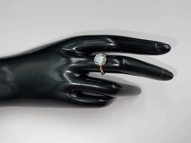 14 krt. geel gouden ring met diamant 3,26 crt. - afbeelding 3 van  12
