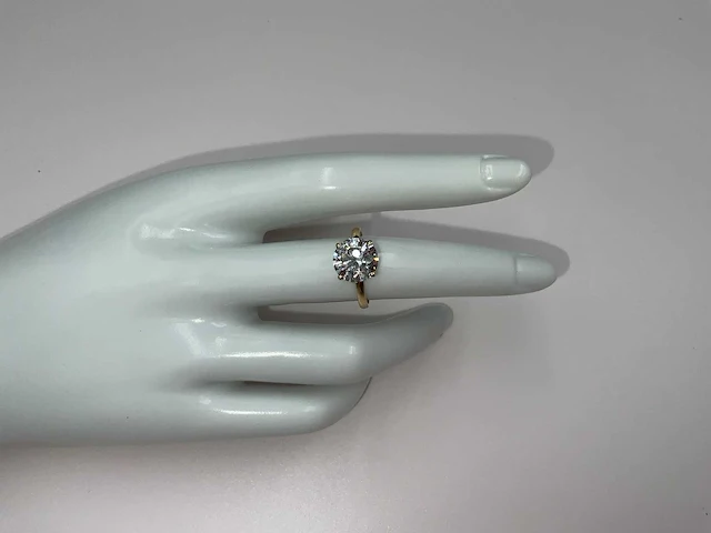 14 krt. geel gouden ring met diamant 3,26 crt. - afbeelding 4 van  12