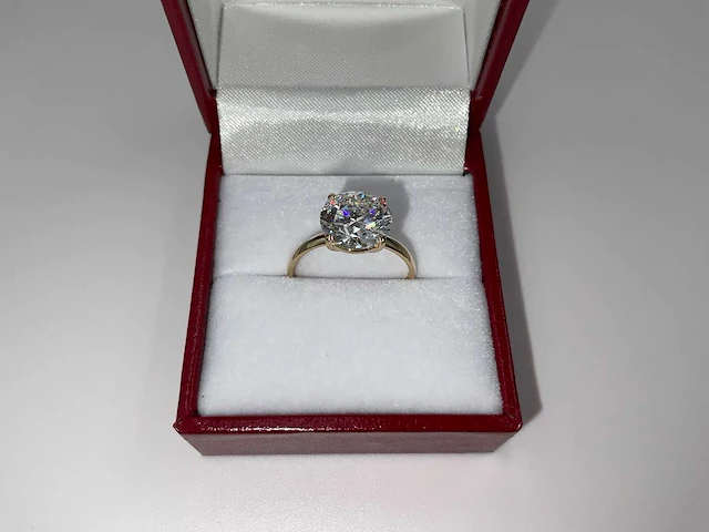 14 krt. geel gouden ring met diamant 3,26 crt. - afbeelding 1 van  12