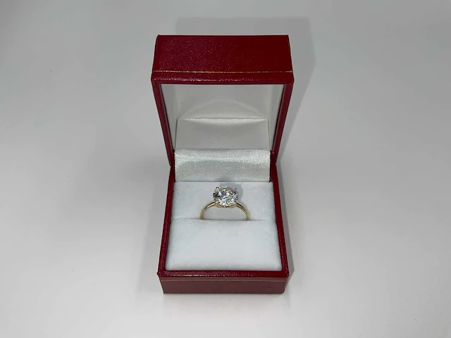 14 krt. geel gouden ring met diamant 3,26 crt. - afbeelding 7 van  12