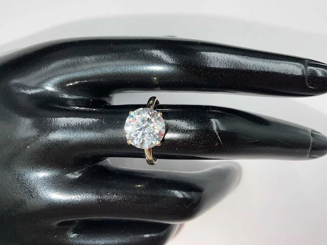 14 krt. geel gouden ring met diamant 3,26 crt. - afbeelding 9 van  12
