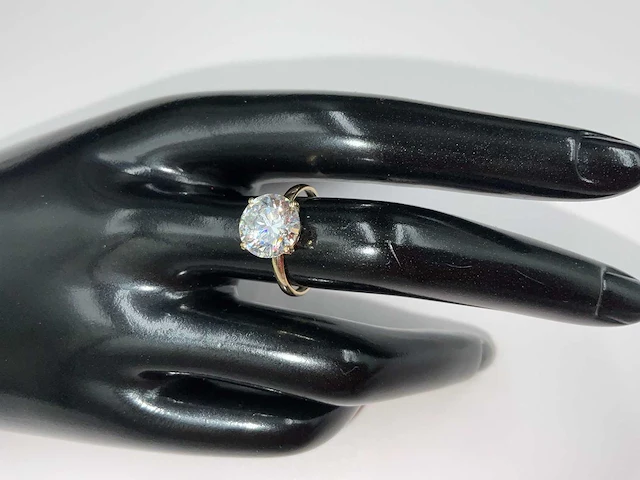 14 krt. geel gouden ring met diamant 3,26 crt. - afbeelding 12 van  12