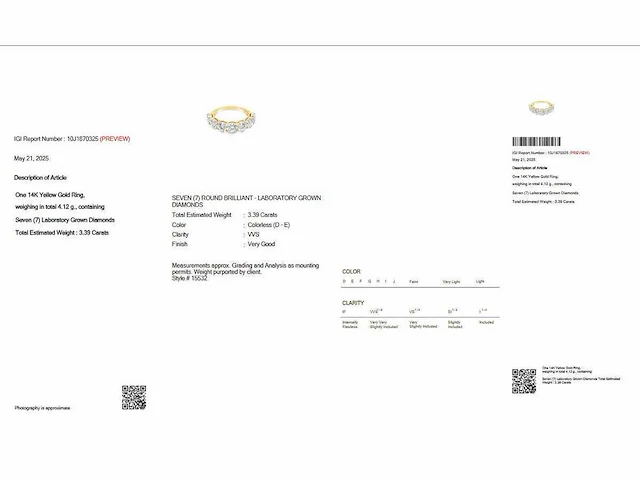 14 krt. geel gouden ring met diamant 3,39 crt. - afbeelding 2 van  5