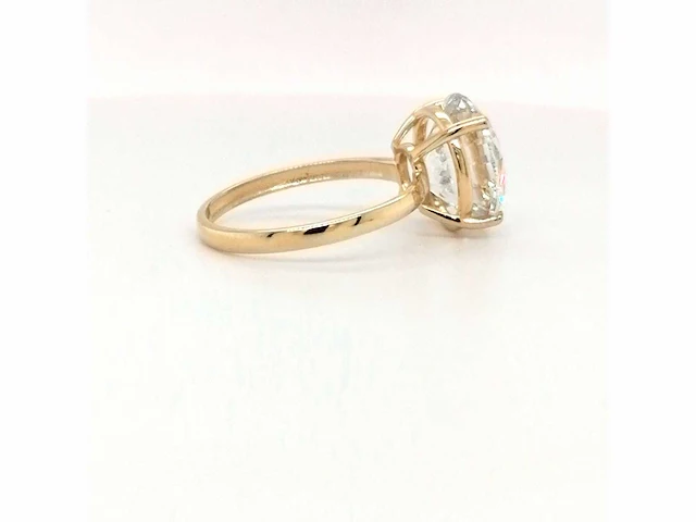 14 krt. geel gouden ring met diamant 3,51 crt. - afbeelding 10 van  11